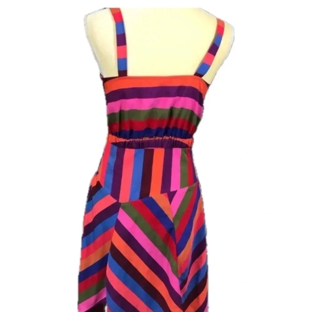 A New Day Vibrant Multi Colored Striped Asymmetrical Sun Dress medium - Picture 5 of 12